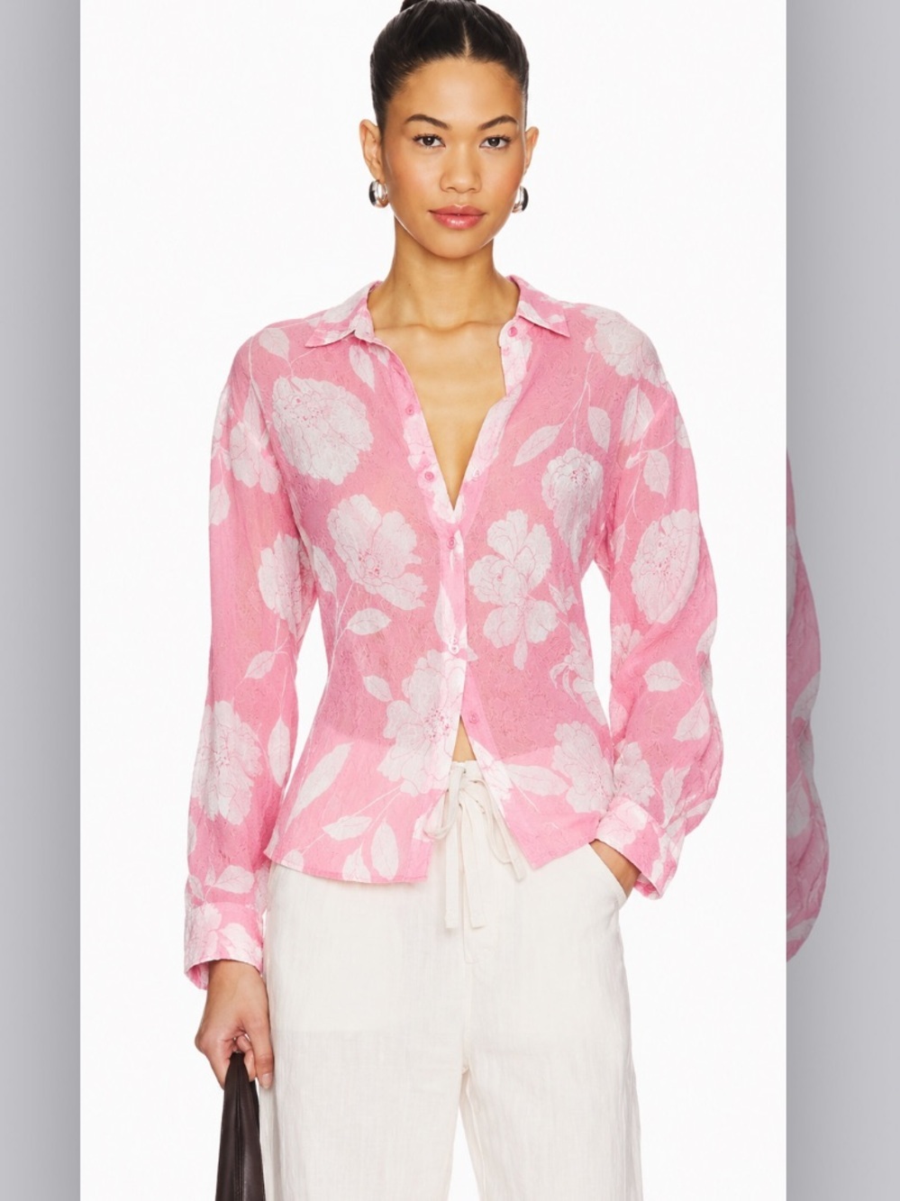 Nwt revolve Bailey 44 floral sheer peony button up $128 XL summer spring top